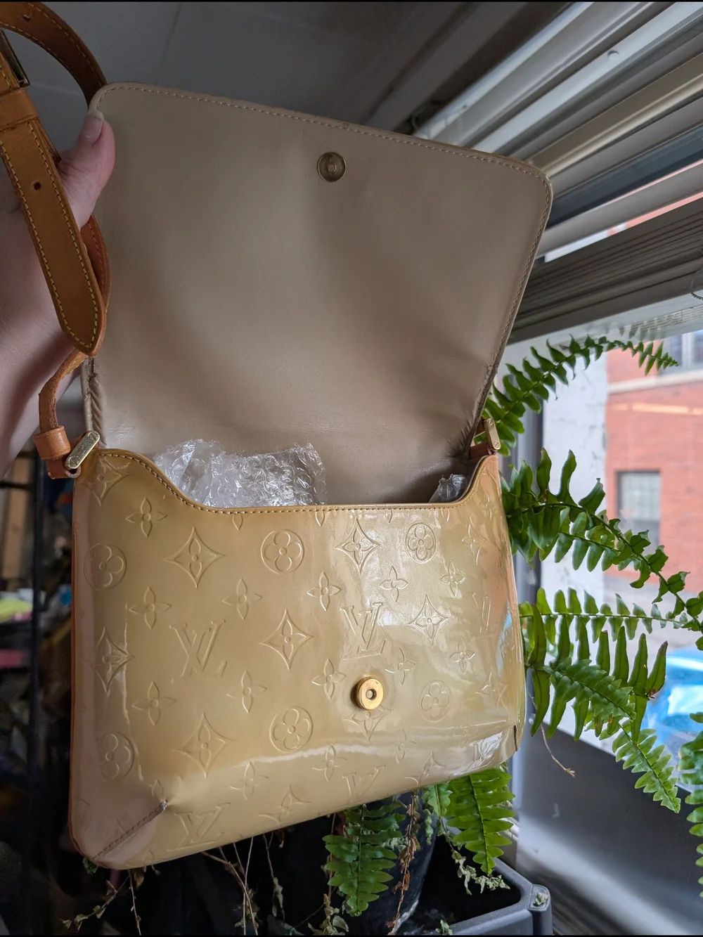 Louis Vuitton Beige Vernis Monogram Crossbody Bag
